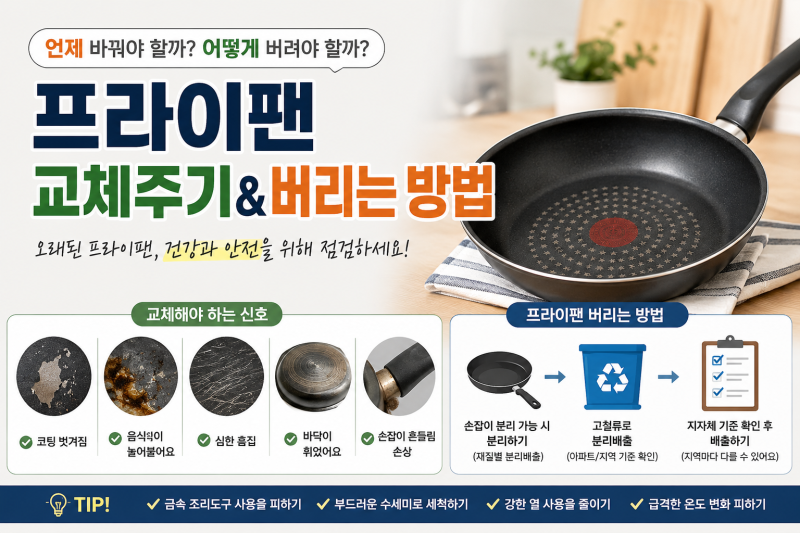 프라이팬 교체주기와 버리는 방법 총정리! 오래 쓴 프라이팬, 언제 바꿔야 할까?