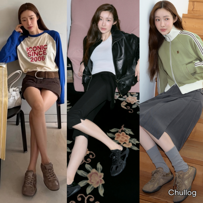 차정원의 3가지 가을 코디 속 휠라 글리오 운동화 활용법