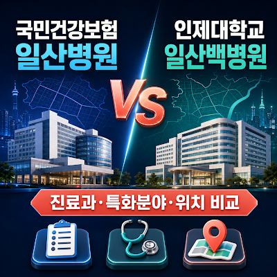 국민건강보험 일산병원 vs 인제대학교 일산백병원｜진료과·특화분야·위치 비교