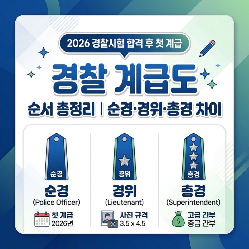 경찰 계급도 순서 총정리｜순경·경위·총경 차이 & 2026 경찰시험 합격 후 첫 계급