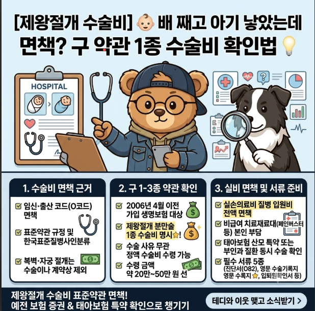 [제왕절개 수술비 보험금] 제왕절개 후 아기 낳았는데 면책? 구 약관 1종 수술비 확인법