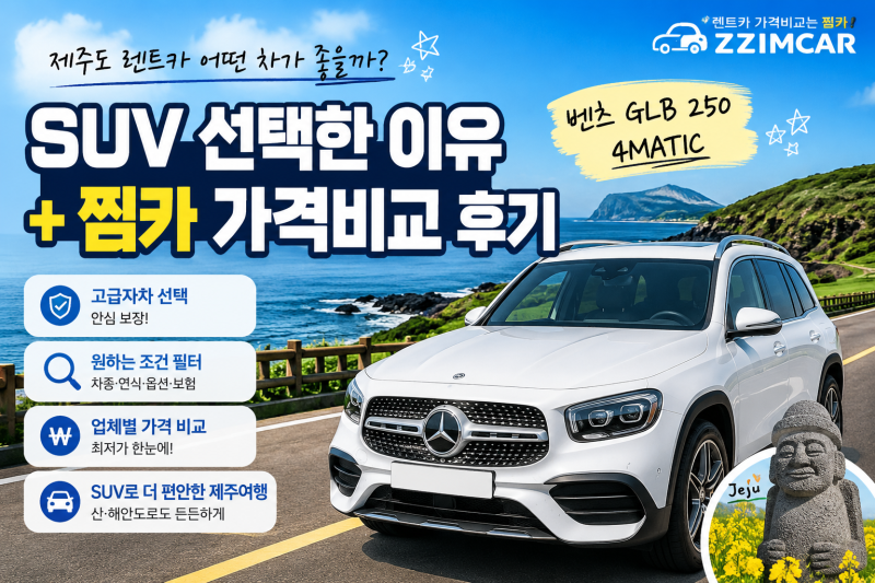 제주도 렌트카 어떤 차가 좋을까? SUV 선택한 이유 + 찜카 가격비교 후기