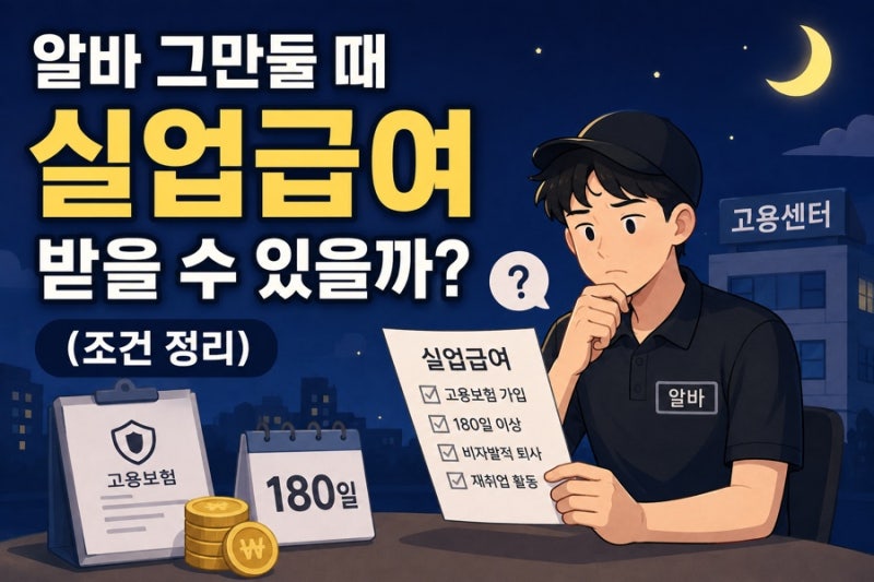 알바 그만둘 때 실업급여 받을 수 있을까? (조건 정리)