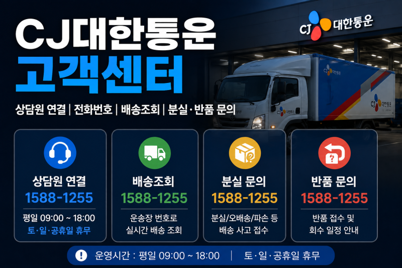 CJ대한통운 고객센터 상담원 연결｜전화번호·배송조회·분실·반품 문의
