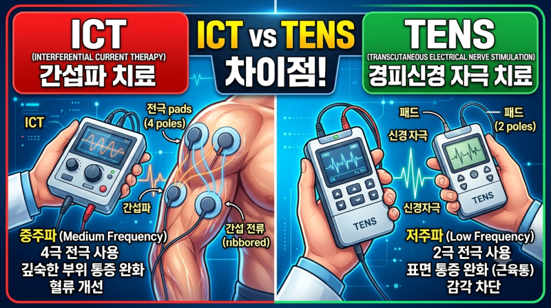 ICT와 TENS의 차이점｜간섭파 치료와 경피신경전기자극 치료 쉽게 알아보기