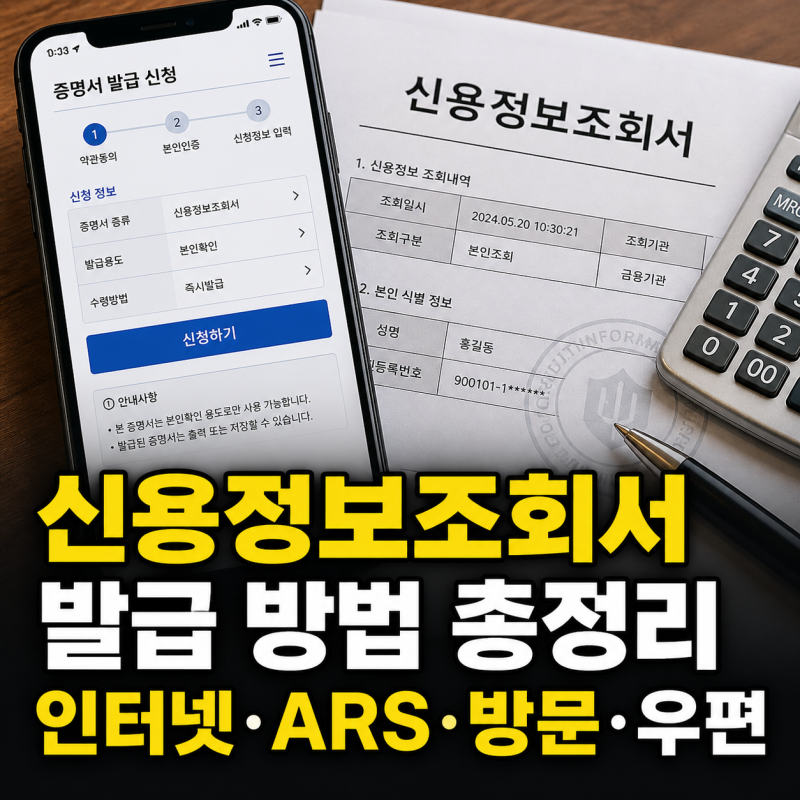 신용정보조회서 발급 방법 총정리, 인터넷·ARS·방문·우편