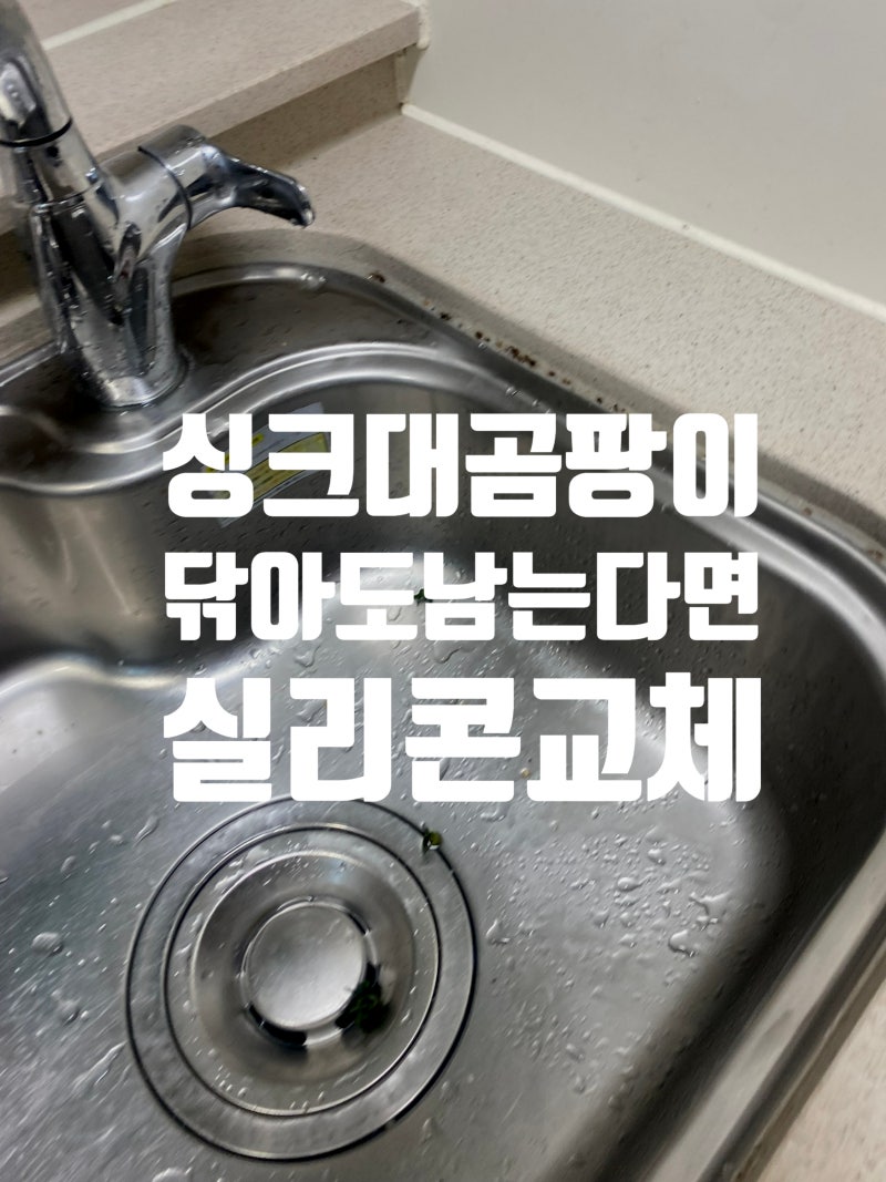 싱크대 곰팡이 제거, 검게 변한 실리콘까지 깨끗하게 교체