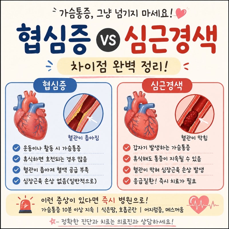 협심증 심근경색 차이 가슴 통증 있을 때 꼭 알아야 할 정보
