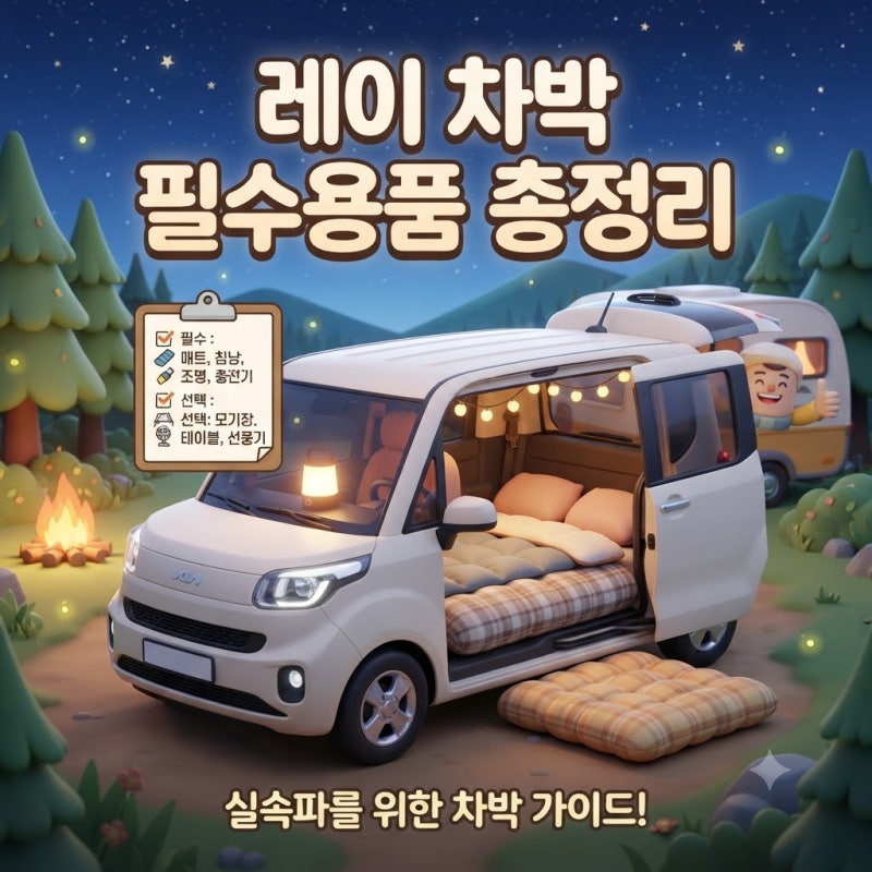 레이 차박 필수용품 총정리! 꼭 사야 할 것과 안 사도 되는 것 (초보 가이드)