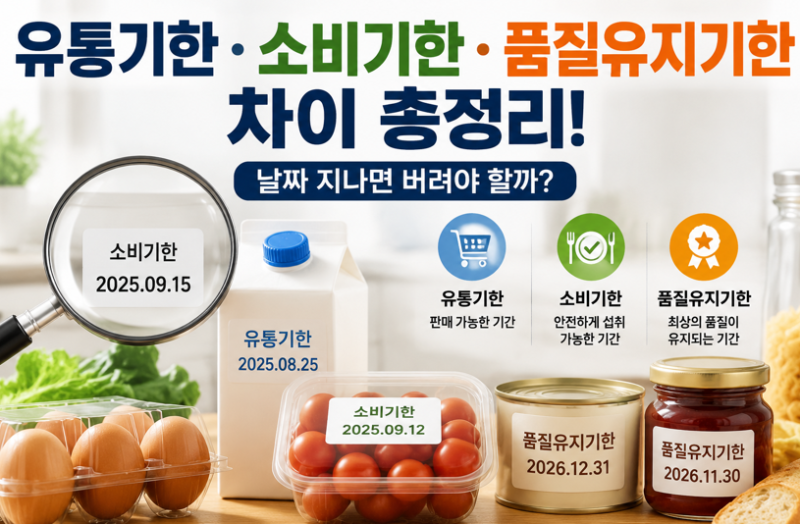 유통기한·소비기한·품질유지기한 차이｜날짜 지나면 버려야 할까? 식품 표시제 완벽 정리