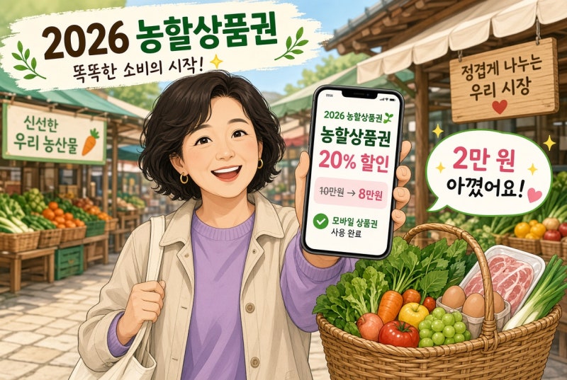 “20% 할인인데 모르면 손해” 2026 농할상품권 8월 발행 시작…구매방법·사용처·지역별 일정....
