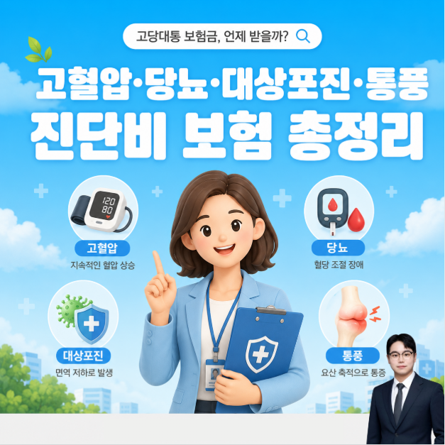 고혈압·당뇨·대상포진·통풍 진단비 보험, 고당대통 보험금 어떤 경우에 받을 수 있을까?