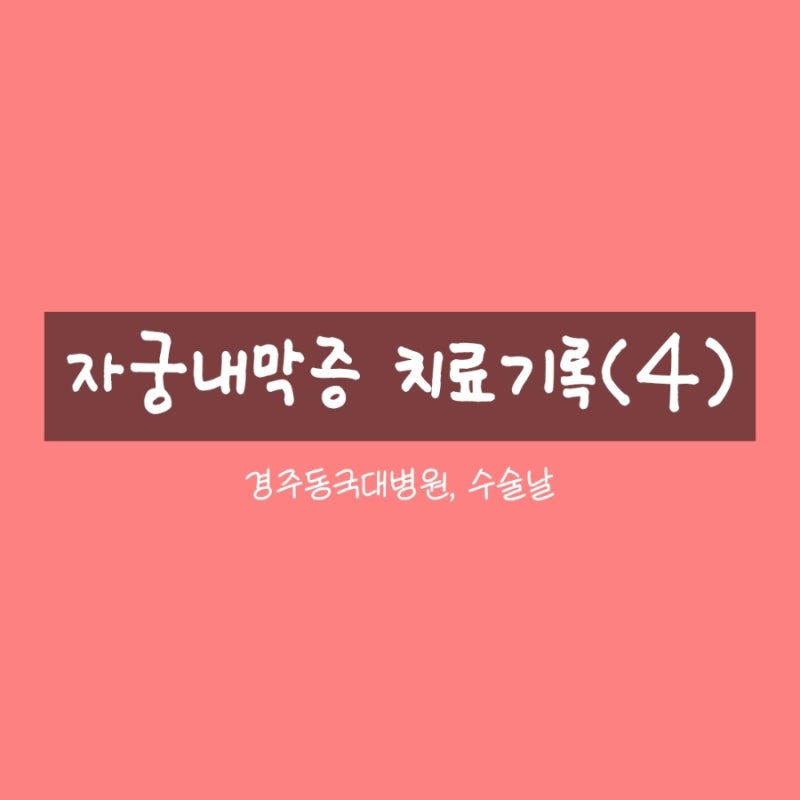 [자궁내막증]4 경주동국대병원 심부자궁내막증 수술후기(로봇수술)