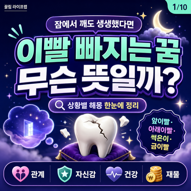 이빨 빠지는 꿈 해몽 앞이빨 아래이빨 썩은이빨 의미