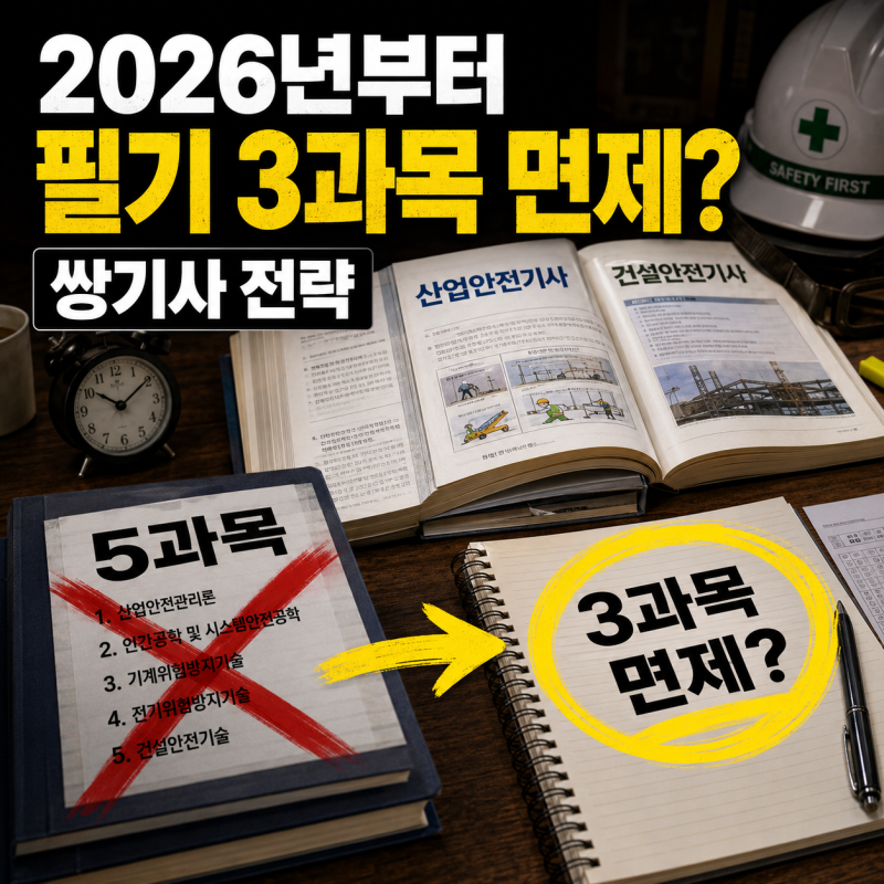 산업안전기사, "건설안전기사까지 다시 5과목 공부할 줄 알았는데..." 2026년부터 필기 3과목 ....
