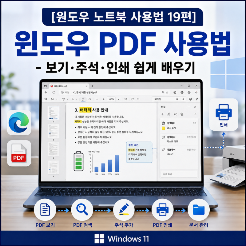 [윈도우 노트북 사용법 19편] 윈도우 PDF 사용법 - 보기·주석·인쇄 쉽게 배우기