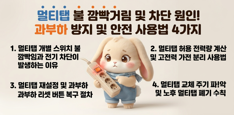 멀티탭 불 깜빡거림 및 차단 원인! 과부하 방지 및 안전 사용법 4가지
