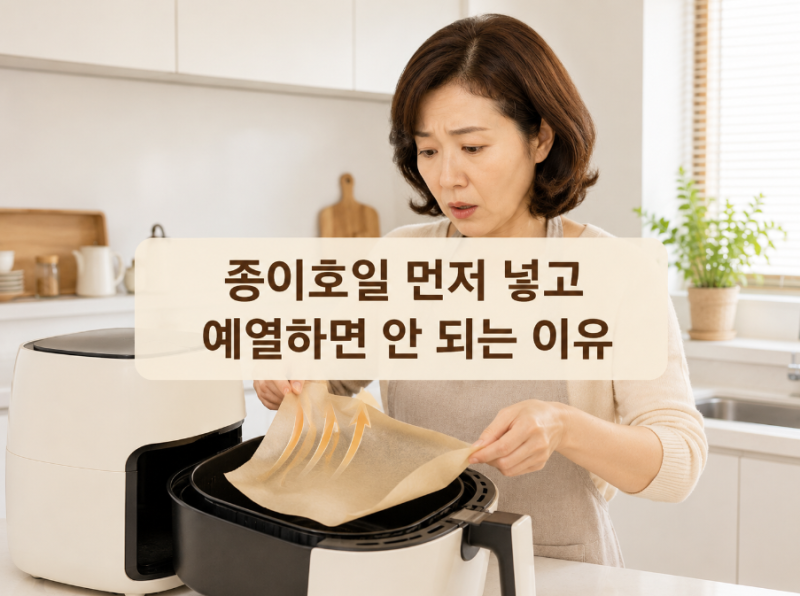 에어프라이어 종이호일, 음식보다 먼저 넣었다면 위험합니다