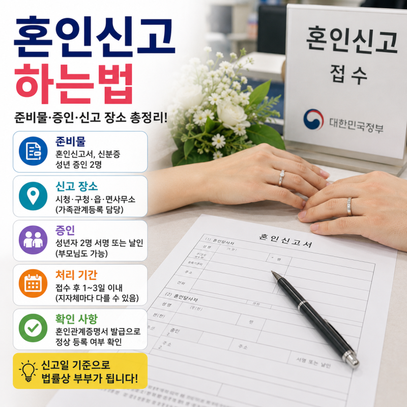 혼인신고 하는법, 준비물부터 증인·신고 장소까지 한 번에 정리
