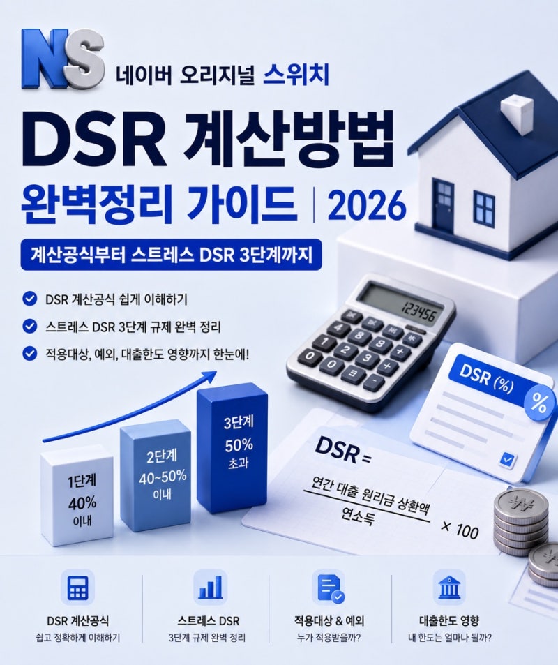 DSR 계산방법 완벽정리 가이드2026｜계산공식부터 스트레스 DSR 3단계까지