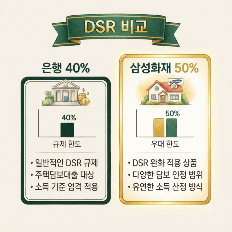 삼성화재 주택담보대출 조건과 한도, DSR 50%에서 금리 정리