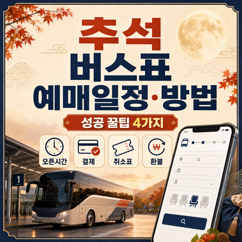 추석 버스표 예매일정, 할인 등 꿀팁 4가지: 예매 오픈 시간, 결제 오류 방지, 환불 수수료 총....