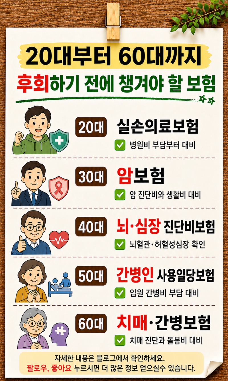 나이별 보험 추천,20대부터60대까지 후회하기 전에 확인해야할 보험