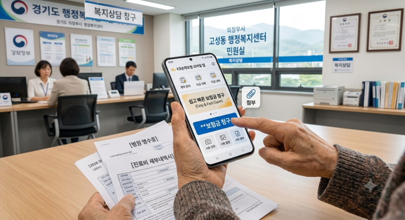 [모바일 간편 접수] 병원 다녀온 후 바로 준비하는 kb 손해보험 실비청구서류 진료비상세내역....