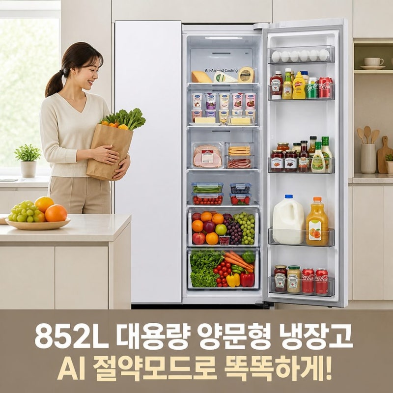 삼성 양문형 냉장고 2도어 852L 500리터 이상 900리터 이하 AI절약모드 스펙 총정리