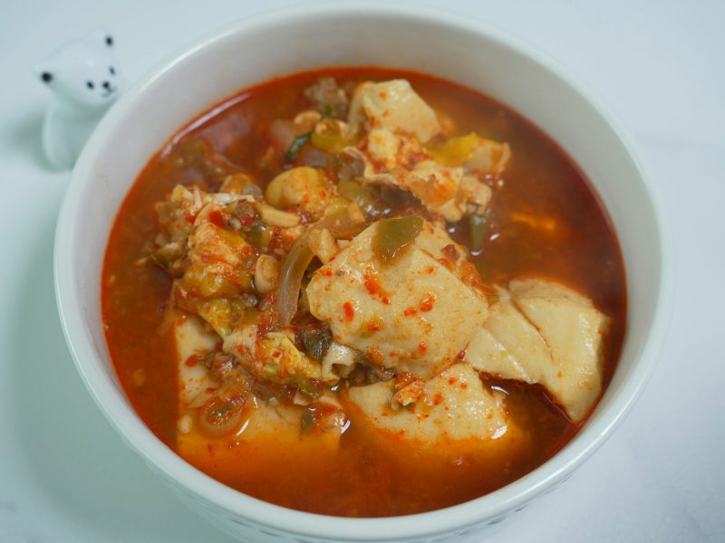 맛집 느낌 나는 얼큰한 소고기 다짐육 순두부찌개 4인분 황금레시피