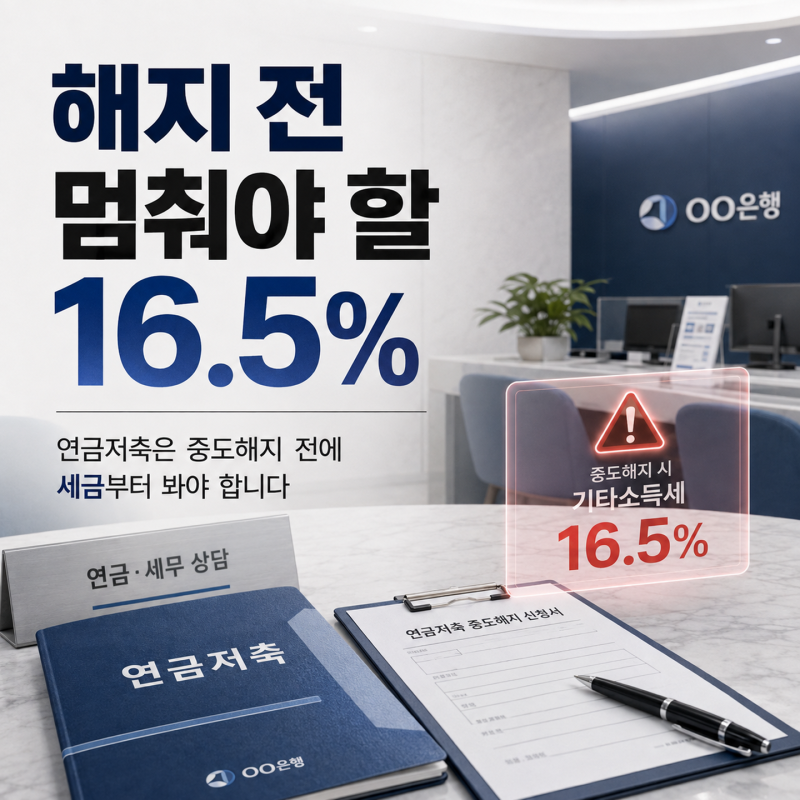 연금저축 해지하려다 멈칫.. “16.5%”가 왜 따라붙는 거임?
