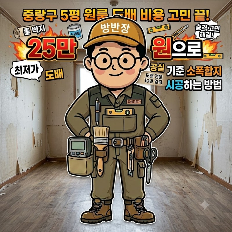 중랑구 5평 원룸 도배 비용 고민 끝! 공실 기준 25만 원으로 소폭합지 완벽 시공하는 방법