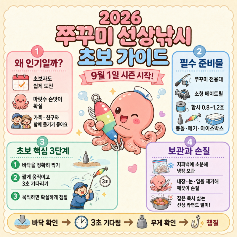 9월 쭈꾸미 낚시 시즌 임박! 초보 출조 준비 핵심 정리