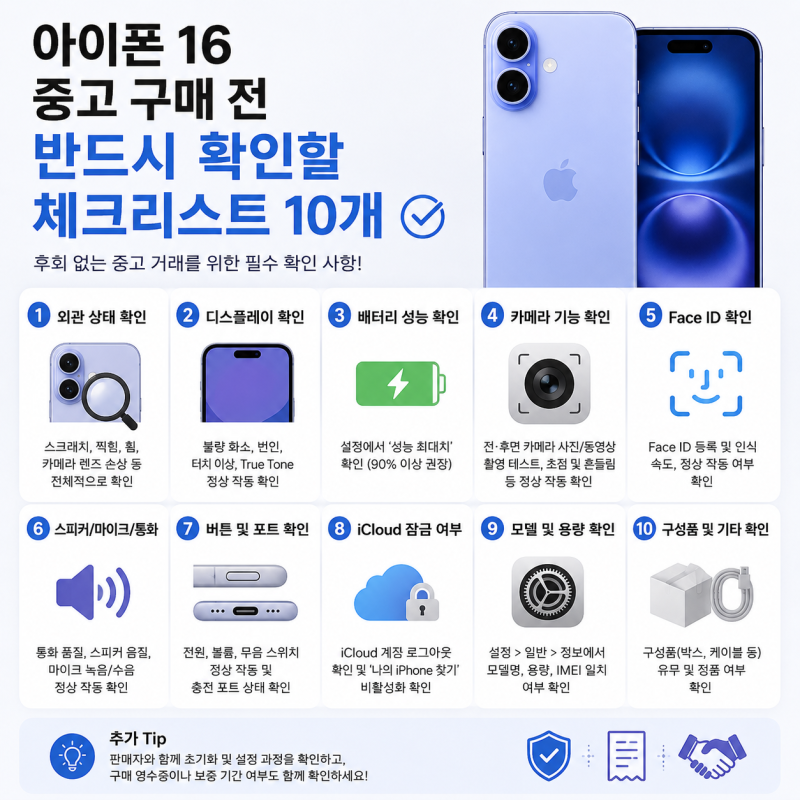 아이폰 16 중고 구매 전 반드시 확인할 체크리스트 10가지