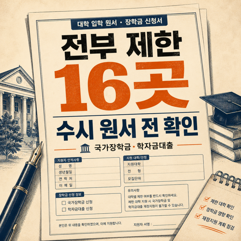 2027 국가장학금 못 받는 대학 16곳 명단 수시 원서 전에 4곳을 더 봐야 하는 이유
