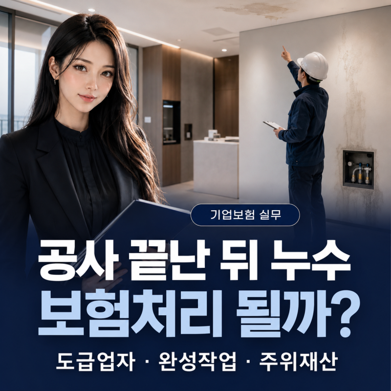 인테리어 공사 끝난 뒤 누수, 도급업자배상책임보험으로 보상될까? 완성작업위험·보험료·....