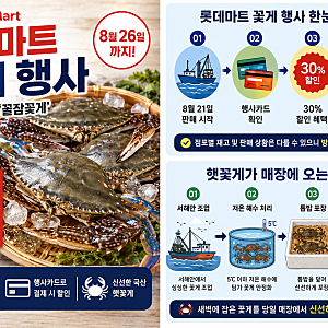 롯데마트 꽃게 행사 8월 26일까지｜햇꽃게 가격·30% 카드 할인 총정리