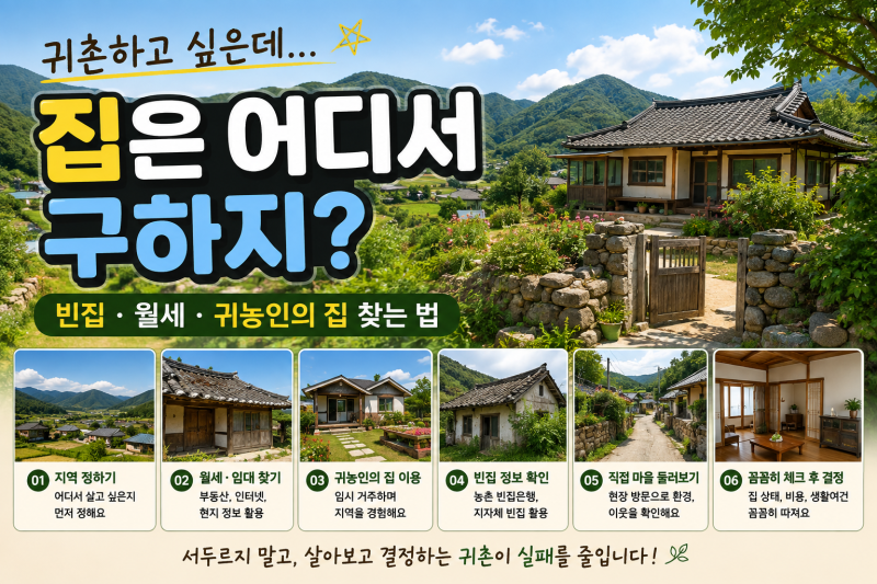 귀촌 집 구하는 방법, 어디서 찾을까? 시골 빈집·월세·귀농인의 집까지 총정리