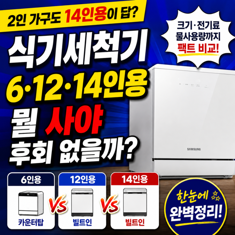 식기세척기 6인용 12인용 14인용 차이, 몇 인용을 사야 할까?