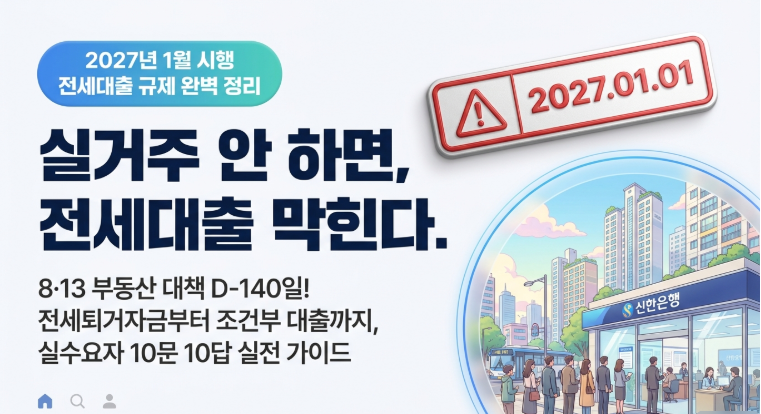 "실거주 안 하면 전세대출 막힌다" 2027년 1월 시행 전세대출 규제 완벽 정리 — Q&A 10가지로 답....