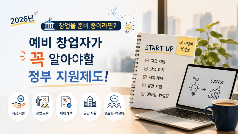 2026년 창업 준비 중이라면? 예비 창업자가 꼭 알아야 할 정부 지원제도 활용방법(+재창업자,....