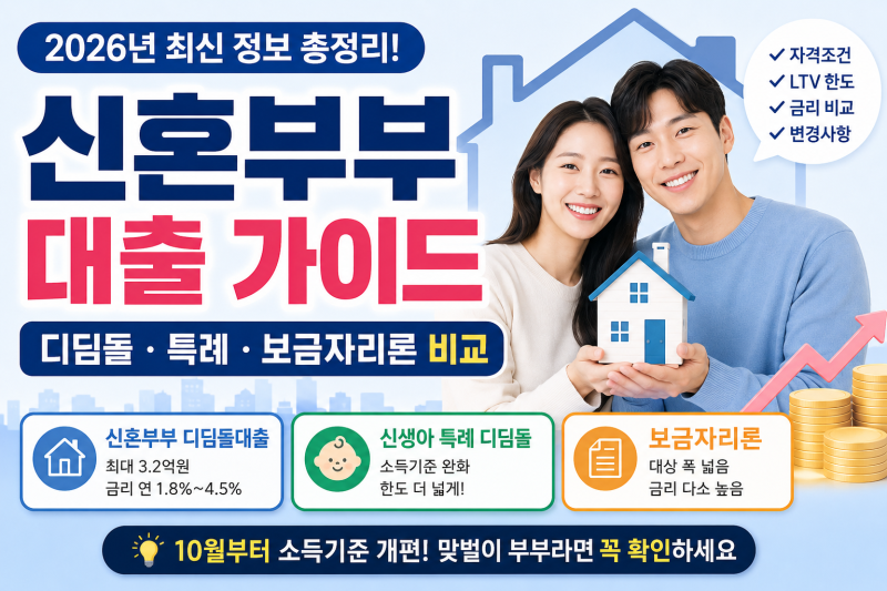2026 신혼부부 디딤돌대출, 생애최초 4억 대출 가능할까? 현재까지 바뀐내용 총정리