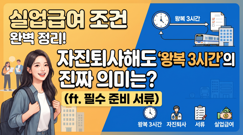 실업급여 조건 완벽 정리! 자진 퇴사해도 받을 수 있는 '왕복 3시간'의 진짜 의미는? (ft. 필수 ....