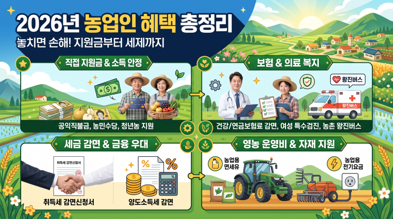 2026년 농업인 혜택 총정리: 놓치면 손해 보는 지원금부터 세제 혜택까지