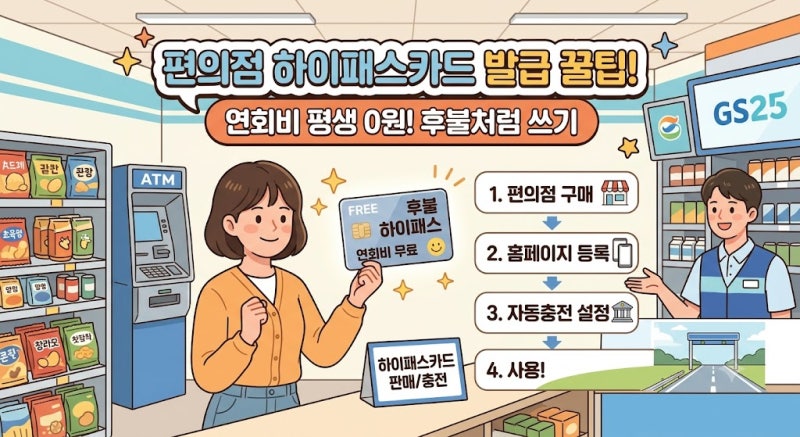 편의점 하이패스카드 구입 및 등록 방법 (초간단+연회비 무료로 후불처럼 쓰기)