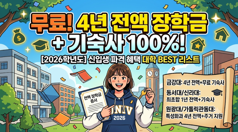 [2026 지방 사립대 장학금] 신입생 전액 장학금 & 기숙사 무료 대학 리스트 | 가성비 진학 실속 ....