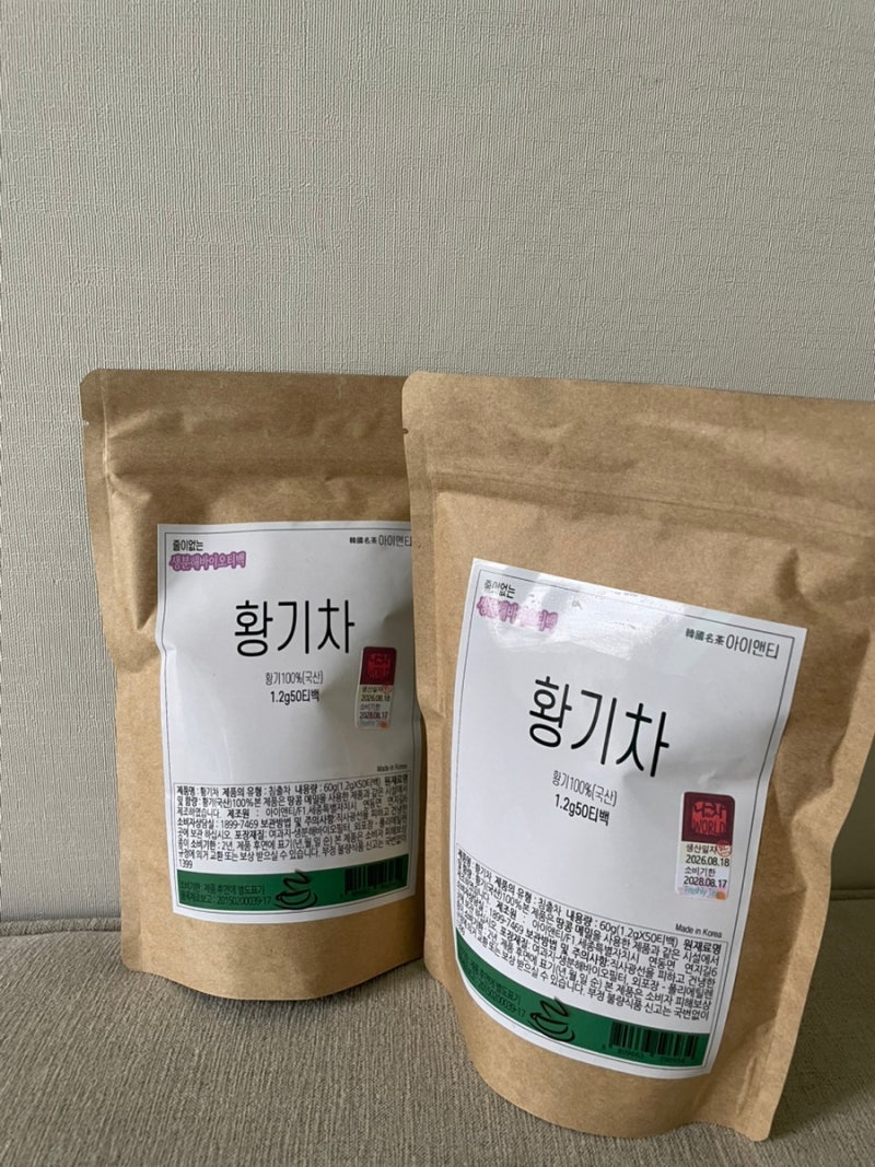 아이 건강을 위해 준비한 황기차, 황기 효능과 줄 없는 티백 후기