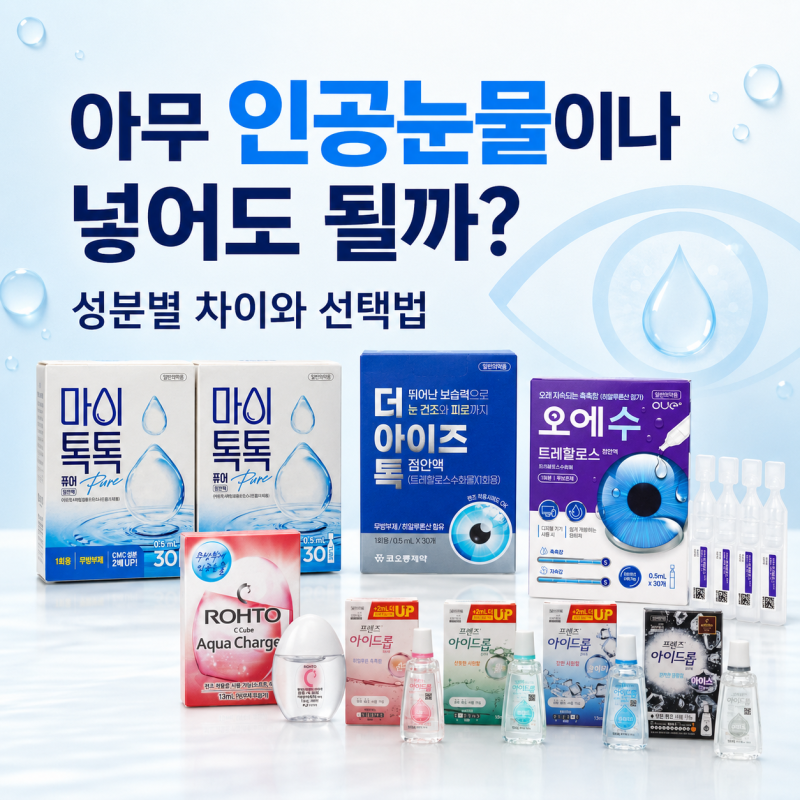 [인공눈물] 눈이 뻑뻑할 때 아무 인공눈물이나 넣어도 될까? 성분별 차이와 선택법