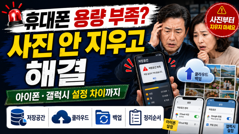 휴대폰 저장공간 부족할 때 사진 안 지우고 확보하는 방법｜아이폰·갤럭시 차이까지
