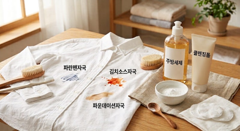 옷에 볼펜 자국 지우는 법, 김치국물 얼룩까지 세탁하는 방법